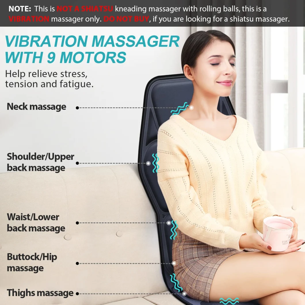 Package Healthcare Electric Shiatsu Kneading Heating Car Seat Vibration Buttom Massage Cushion for Chair