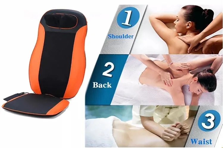 Car and Home Using Electric Rolling Heating Kneading Neck and Back Massage Cushion with 9 Massage Heads