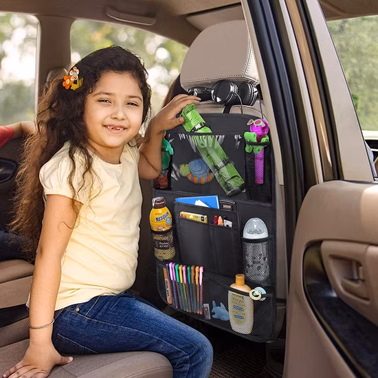 Car Backseat Organizer Bag Seat Back Protectors Kick Mats for Kids Toddlers, Travel Accessories