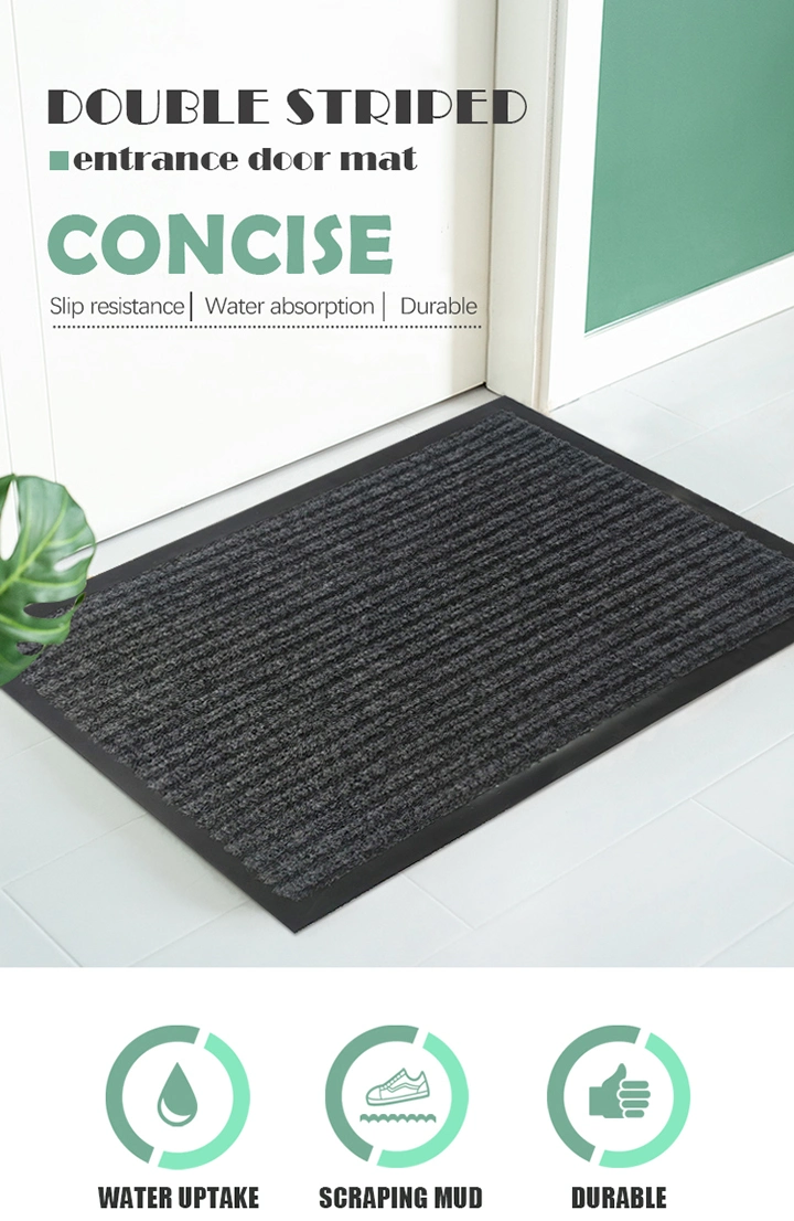 PVC Backing Nonwoven Surface Entrance Anti-Slip Double-Ribbed Door Mat