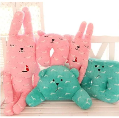 Coussin d'oreiller en peluche lapin ours