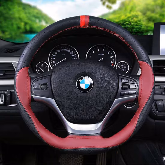 Couvre-volant antidérapant avec poignée en cuir de voiture universel Four Seasons